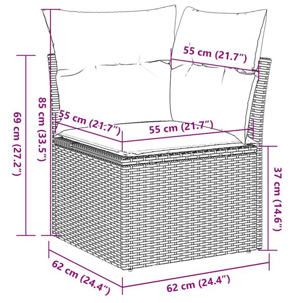 vidaXL 5 Piece Garden Sofa Set with Cushions Black Poly Rattan
