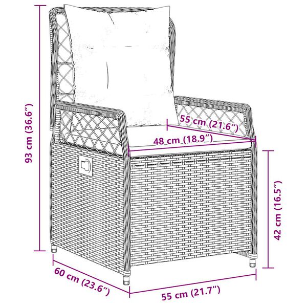 vidaXL Reclining Garden Chairs 2 pcs Grey Poly Rattan