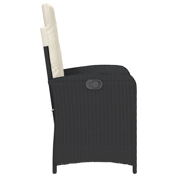 vidaXL Reclining Garden Chairs 2 pcs with Cushions Black Poly Rattan