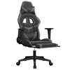 vidaXL Gaming Chair with Footrest Black and Grey Faux Leather