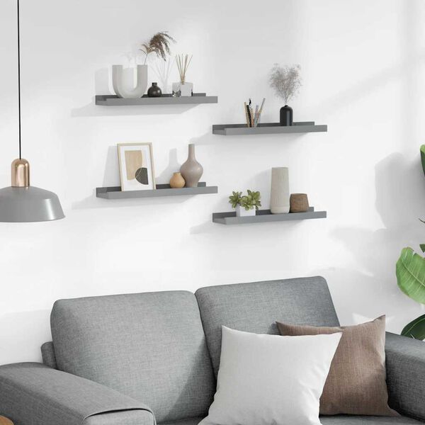 vidaXL Wall Shelves 4 pcs Grey 40x9x3 cm
