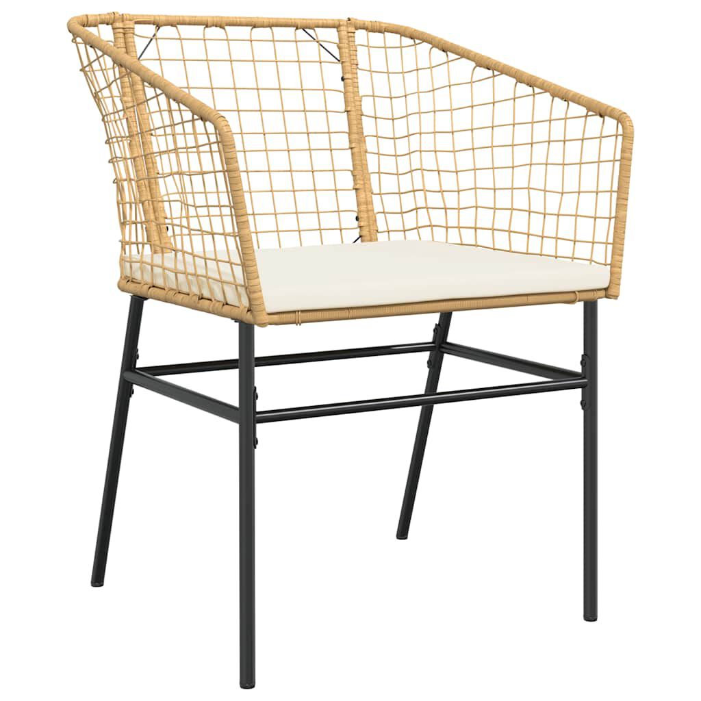 vidaXL 3 Piece Garden Dining Set with Cushions Brown Poly Rattan Glass
