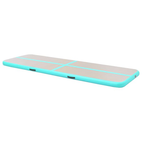 vidaXL Inflatable Gymnastics Mat with Pump 400x100x10 cm PVC Green