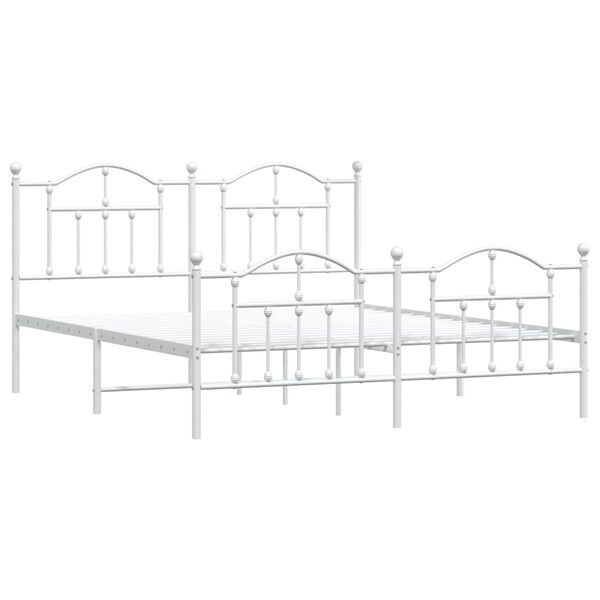 vidaXL Metal Bed Frame without Mattress with Footboard White 183x213cm