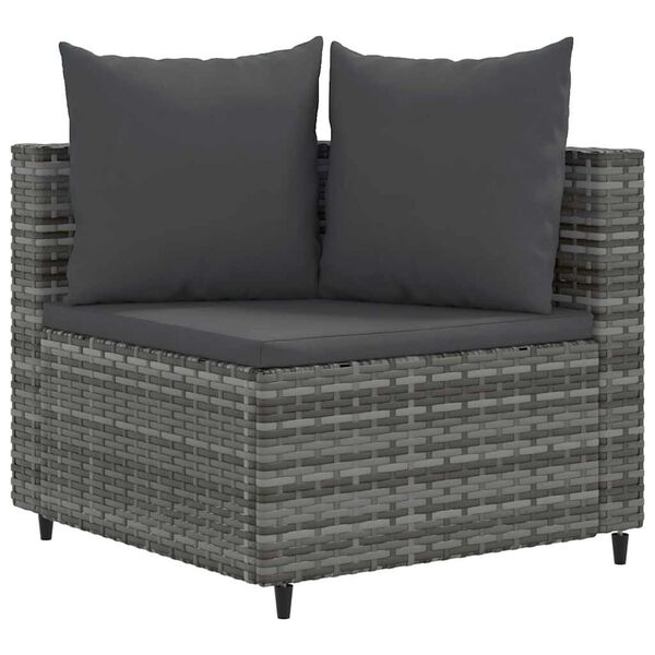 vidaXL 5 Piece Garden Sofa Set with Cushions Grey Poly Rattan
