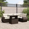 vidaXL 6 Piece Garden Sofa Set with Cushions Brown Poly Rattan