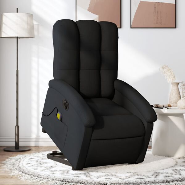 vidaXL Electric Stand up Massage Recliner Chair Black Fabric