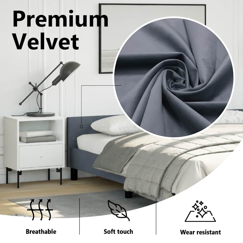 vidaXL Bed Frame without Mattress Dark Grey Queen Velvet