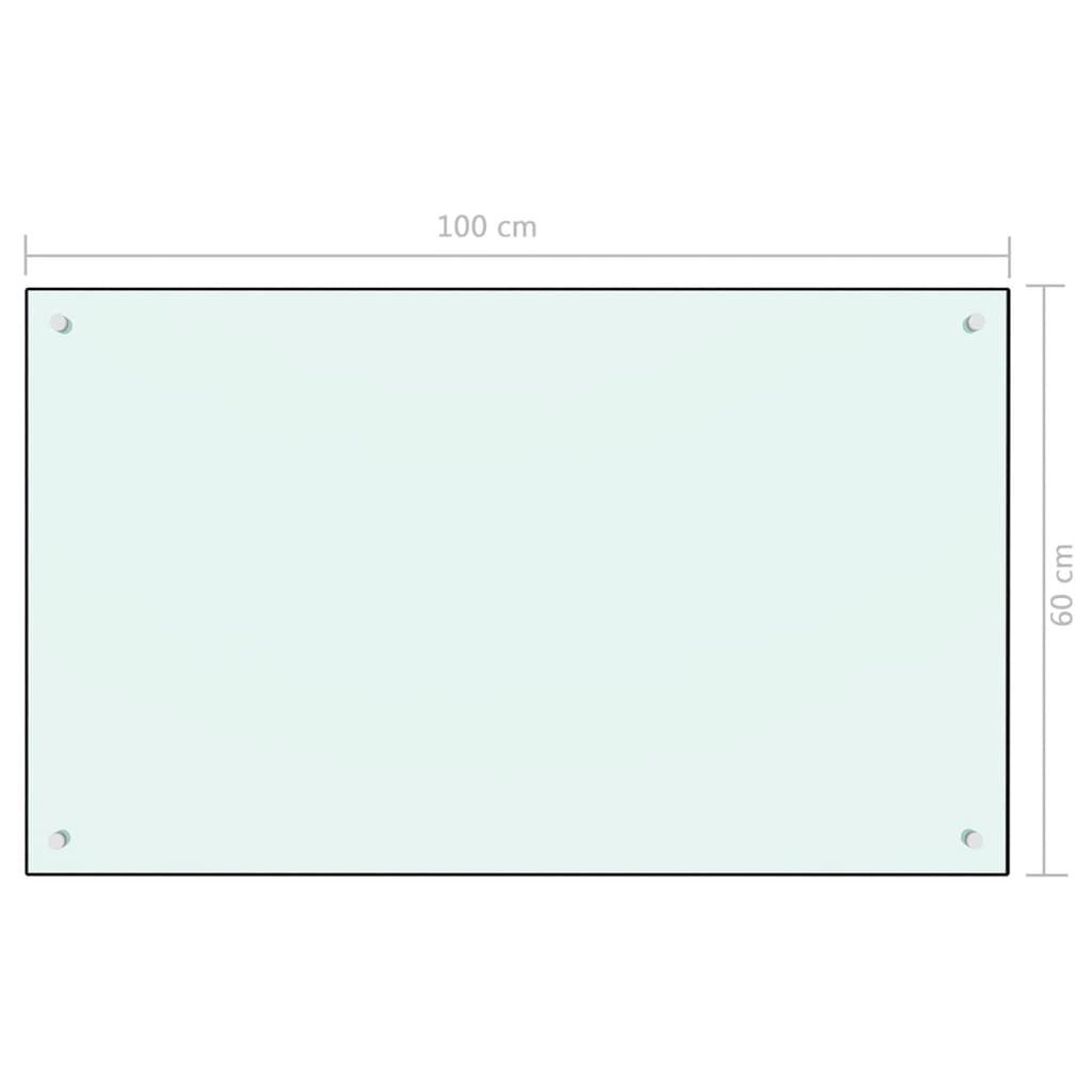 vidaXL Kitchen Backsplash White 100 x 60 cm Tempered Glass
