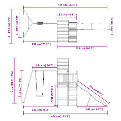 vidaXL Outdoor Playset Solid Wood Pine