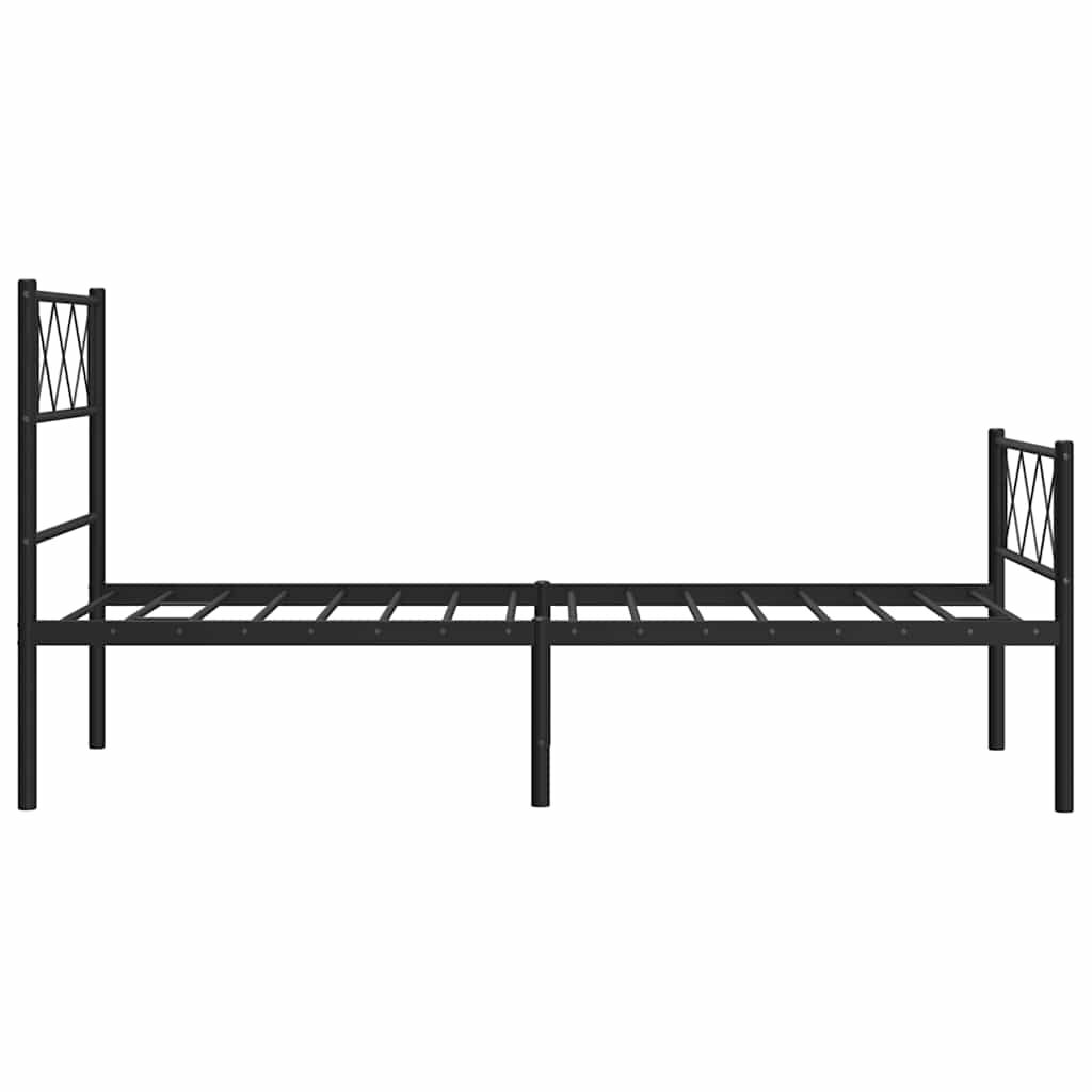 vidaXL Metal Bed Frame without Mattress with Footboard Black 100x190cm
