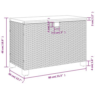 vidaXL Garden Storage Box Beige 80x40x48 cm Poly Rattan Acacia Wood