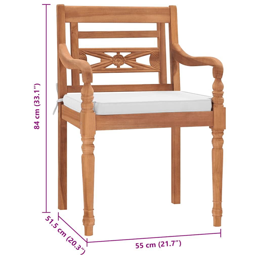 vidaXL Batavia Chairs 2 pcs with Cushions Solid Teak Wood