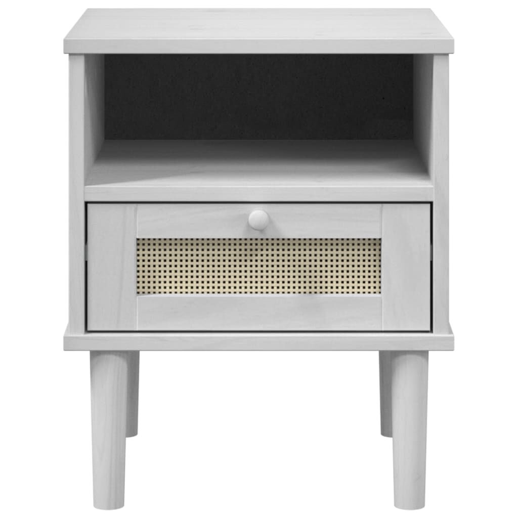 vidaXL Bedside Cabinet SENJA Rattan Look White 40x35x48 cm Solid Wood Pine