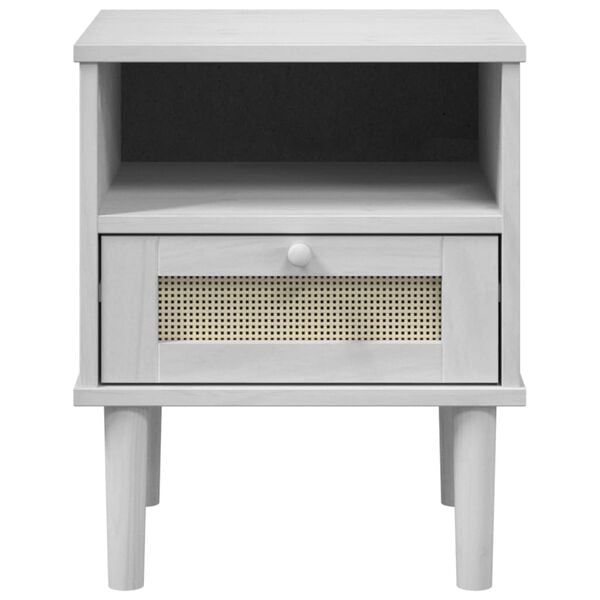 vidaXL Bedside Cabinet SENJA Rattan Look White 40x35x48 cm Solid Wood Pine