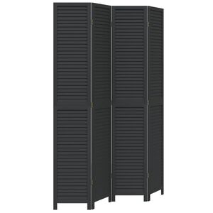 vidaXL Room Divider&nbsp;4 Panels Black Solid Wood Paulownia