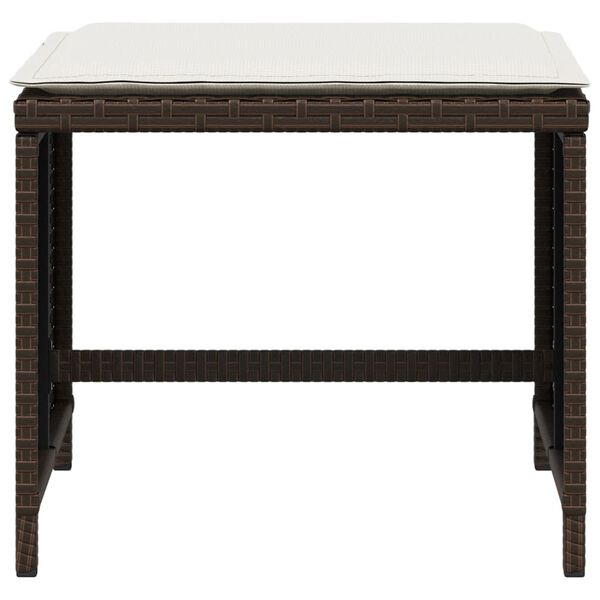 vidaXL Garden Stools with Cushions 4 pcs Brown 40x40x35 cm Poly Rattan