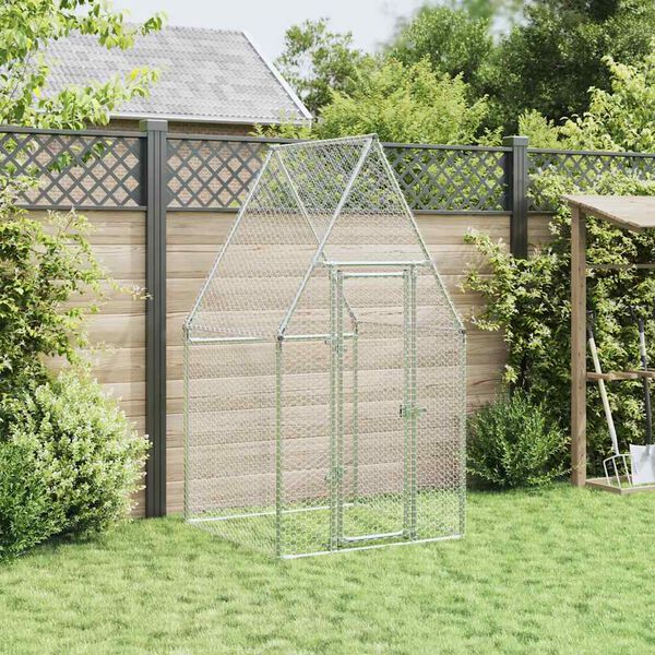 vidaXL Chicken Cage Silver 100x100x190 cm Galvanised Steel