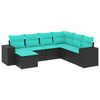 vidaXL 7 Piece Garden Sofa Set with Cushions Black Poly Rattan