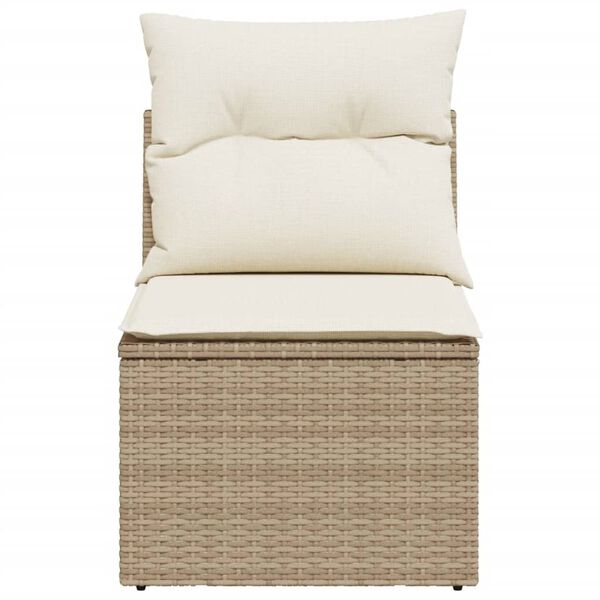 vidaXL Garden Sofa Armless with Cushions Beige Poly Rattan