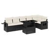 vidaXL 7 Piece Garden Sofa Set with Cushions Black Poly Rattan