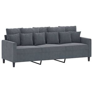 vidaXL 3-Seater Sofa Dark Grey 180 cm Velvet