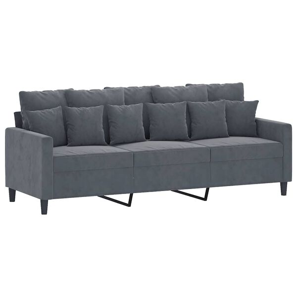 vidaXL 3-Seater Sofa Dark Grey 180 cm Velvet