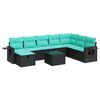 vidaXL 9 Piece Garden Sofa Set with Cushions Black Poly Rattan