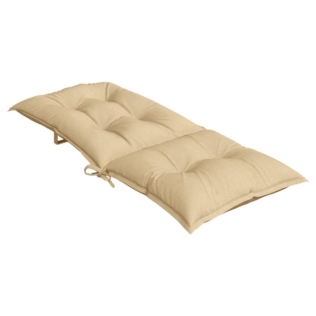 vidaXL Highback Chair Cushions 2 pcs Melange Beige 120x50x7 cm Fabric