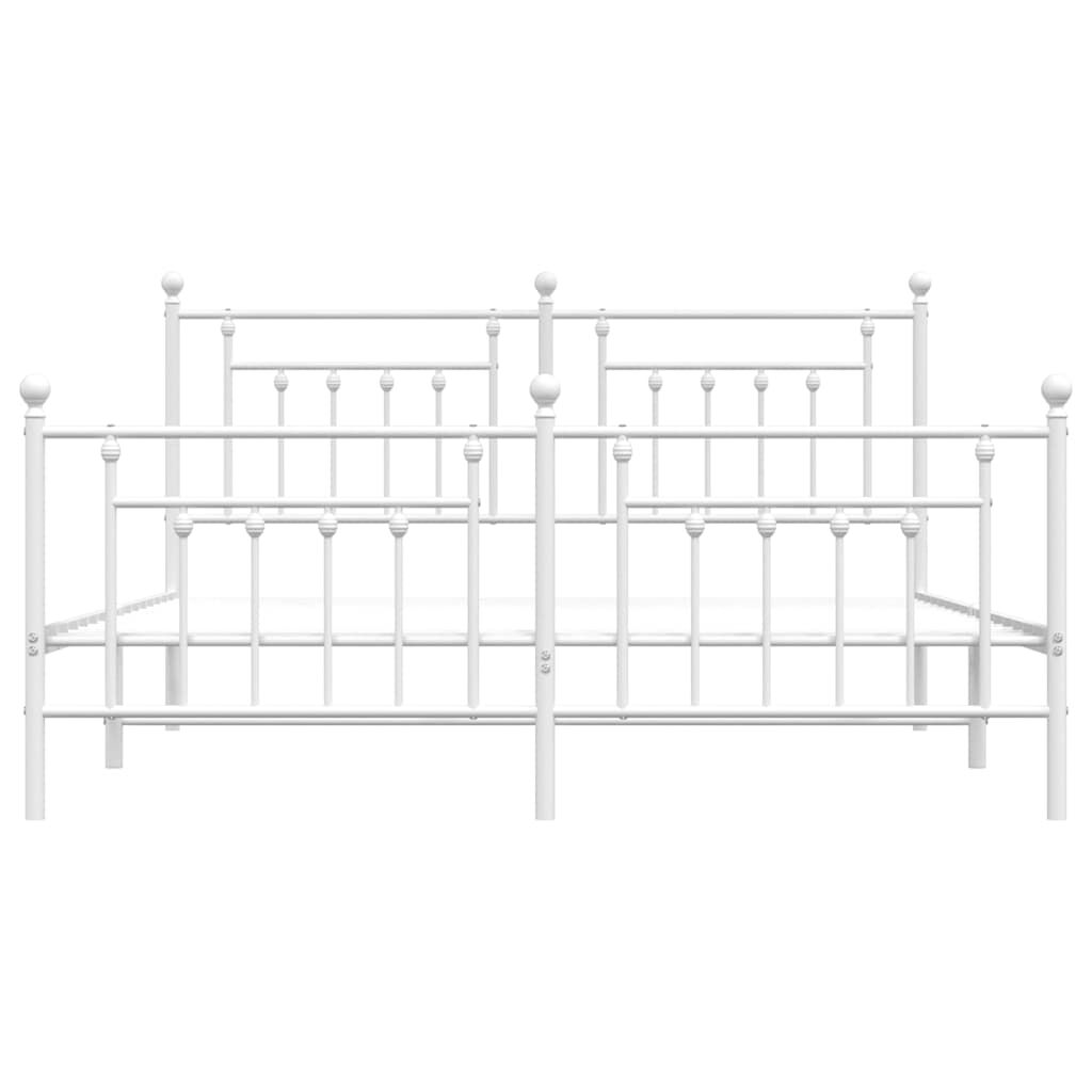vidaXL Metal Bed Frame without Mattress with Footboard White 183x213cm