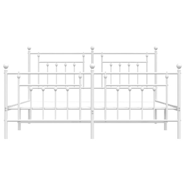 vidaXL Metal Bed Frame without Mattress with Footboard White 183x213cm