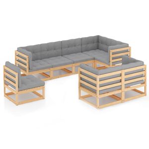 vidaXL 8 Piece Garden Lounge Set with Cushions Solid Pinewood