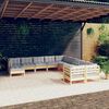 vidaXL 11 Piece Garden Lounge Set with Grey Cushions Pinewood