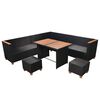 vidaXL 7 Piece Garden Lounge Set with Cushions Poly Rattan Black