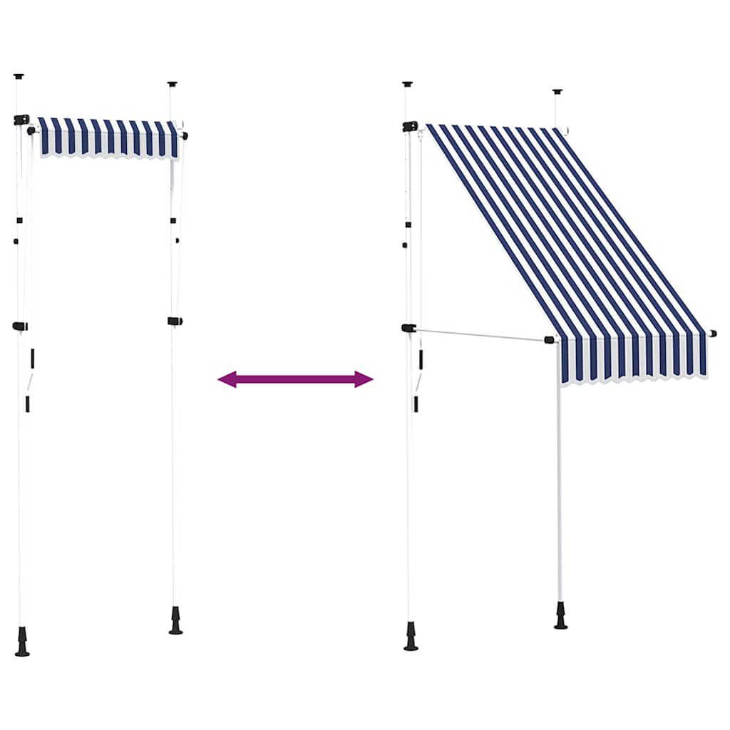 vidaXL Manual Retractable Awning 100 cm Blue and White Stripes