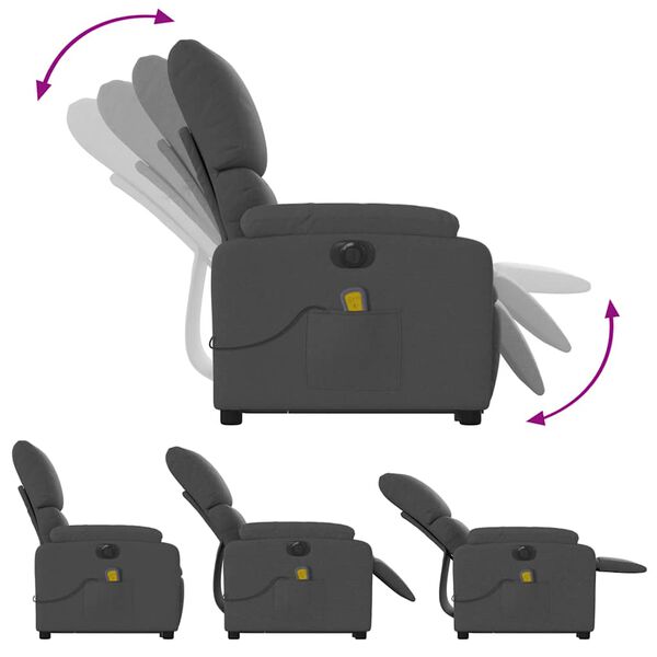 vidaXL Electric Stand up Massage Recliner Chair Dark Grey Fabric
