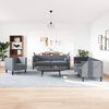 vidaXL 3 Piece Chesterfield Sofa Set with Bolsters Dark Grey Velvet