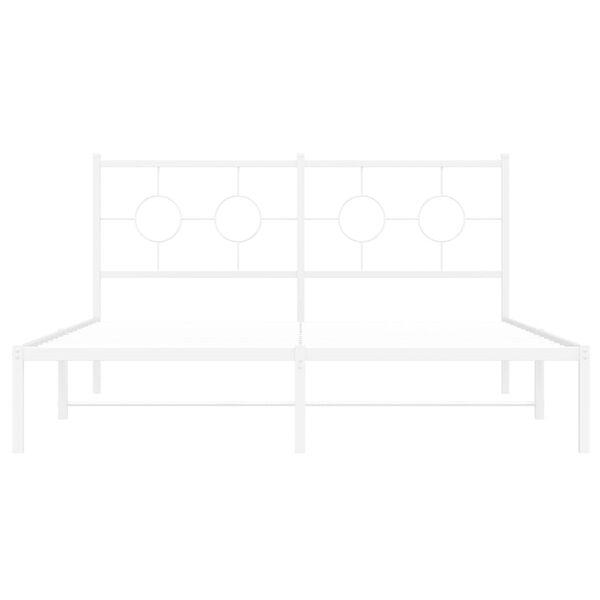 vidaXL Metal Bed Frame without Mattress with Headboard White 150x200cm