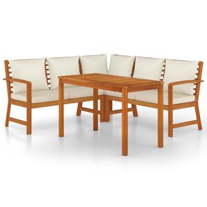 vidaXL 4 Piece Garden Dining Set with Cushions Solid Wood Acacia