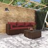 vidaXL 4 Piece Garden Lounge Set with Cushions Poly Rattan Brown