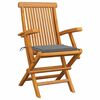 vidaXL Garden Chairs with Grey Cushions 3 pcs Solid Teak Wood