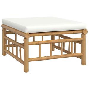 vidaXL Garden Footstool with Cream White Cushion Bamboo