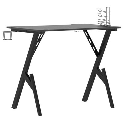 vidaXL Gaming Desk with Y Shape Legs Black 90x60x75 cm