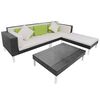 vidaXL 4 Piece Garden Lounge Set with Cushions Poly Rattan Black