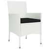 vidaXL 5 Piece Garden Dining Set with Cushions White Poly Rattan