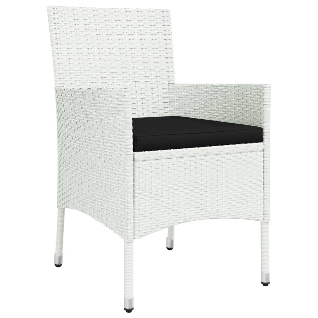 vidaXL 5 Piece Garden Dining Set with Cushions White Poly Rattan