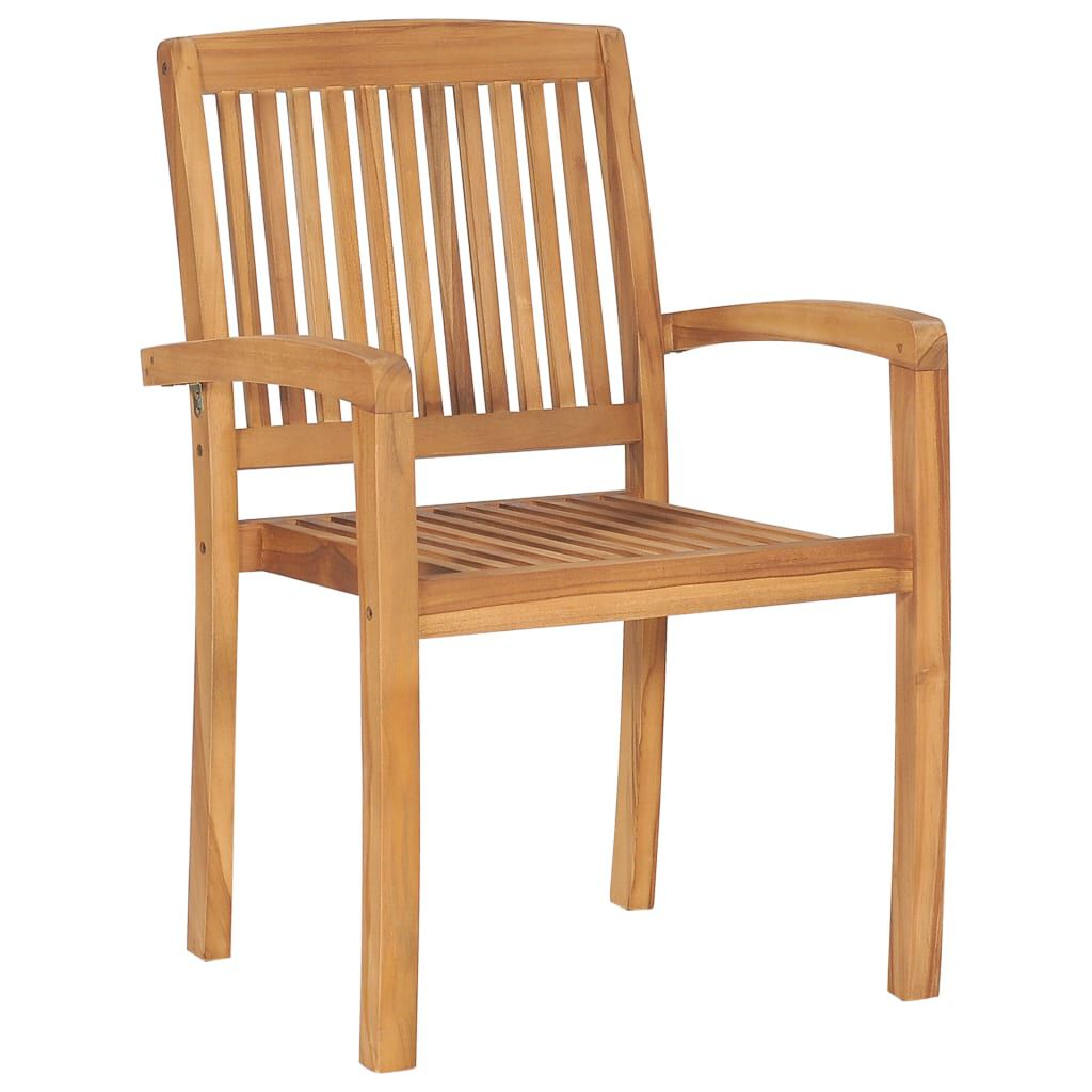 vidaXL Stacking Garden Chairs with Cushions 4 pcs Solid Teak Wood