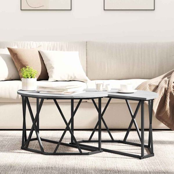 vidaXL Coffee Table Grey sonoma 80 x 80 x 42 cm