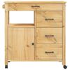 vidaXL Kitchen Trolley MONZA 84x40x90 cm Solid Wood Pine