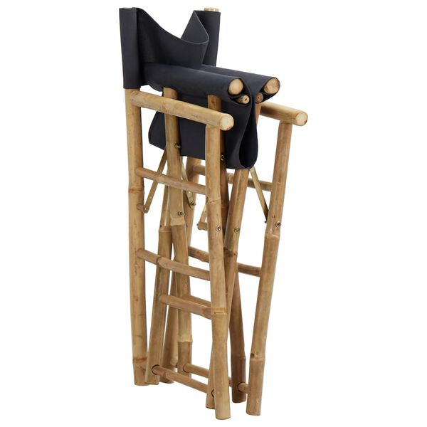 vidaXL Folding Director's Chairs 2 pcs Dark Grey Bamboo and Fabric